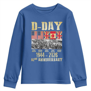 D Day 82nd Anniversary Honor History Normandy WWII Youth Sweatshirt TS11 Royal Blue Print Your Wear
