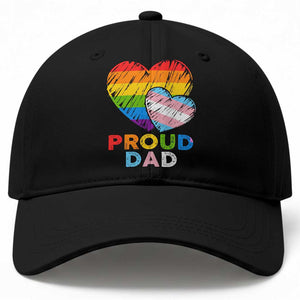 Funny Proud Dad LGBTQ Baseball Cap LGBT Transgender Flag Heart Fathers Day TS11 Print Your Wear