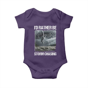 Funny I Would Rather Be Storm Chasing Baby Onesie Storm Tornado Lover TS11 Purple Print Your Wear