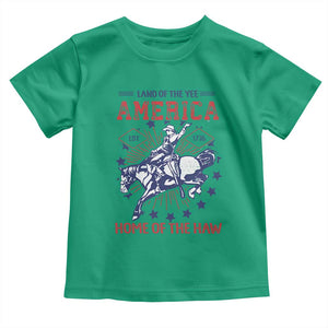 Funny 4th of July Western Cowboy Toddler T Shirt America Land Of The Yee Home Of The Haw TS11 Irish Green Print Your Wear