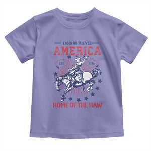 Funny 4th of July Western Cowboy Toddler T Shirt America Land Of The Yee Home Of The Haw TS11 Violet Print Your Wear
