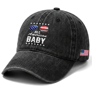 Funny All American Baby 4th Of July Washed Cotton Baseball Cap Family Matching Sunglasses TS11 Print Your Wear