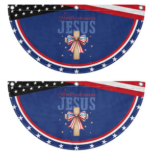 Funny America Needs Jesus Patriotic Fan Flag 4th Of July Christian Coquette Bow