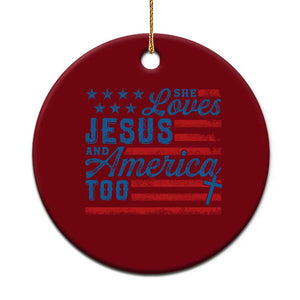 Funny She Loves Jesus And America Too Ceramic Ornament 4th Of July Christian American Flag TS11 1pc Red Print Your Wear