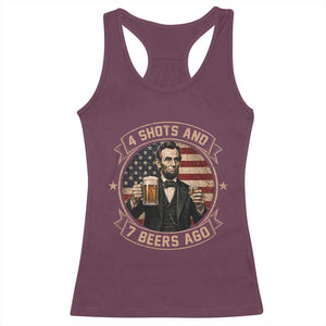 Abraham Lincoln 4 Shots and 7 Beers Ago Beer Drinking Racerback Tank Top