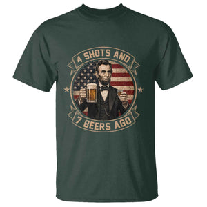 Abraham Lincoln 4 Shots and 7 Beers Ago Beer Drinking T Shirt