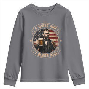 Abraham Lincoln 4 Shots and 7 Beers Ago Beer Drinking Youth Sweatshirt