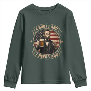 Abraham Lincoln 4 Shots and 7 Beers Ago Beer Drinking Youth Sweatshirt