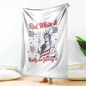 Red White and Not Really Feeling It Throw Blanket 4th of July Feminist Statue Of Liberty