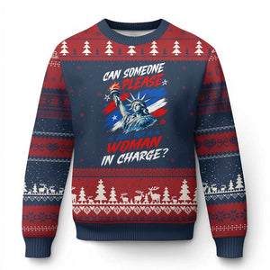 Can Someone Please Just Put A Woman in Charge Ugly Christmas Sweater 4th of July Feminist