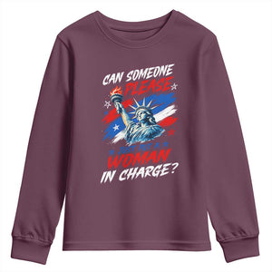 Can Someone Please Just Put A Woman in Charge Youth Sweatshirt 4th of July Feminist