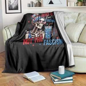 Just Here For The Fireworks Not The Fascism Throw Blanket Funny Skeleton 4th of July