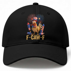 F Caw F 4th of July Baseball Cap Funny Rooster Meme American Flag Fireworks