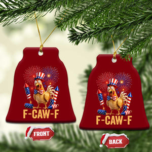 F Caw F 4th of July Ceramic Ornament Funny Rooster Meme American Flag Fireworks