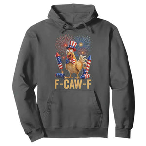 F Caw F 4th of July Hoodie Funny Rooster Meme American Flag Fireworks