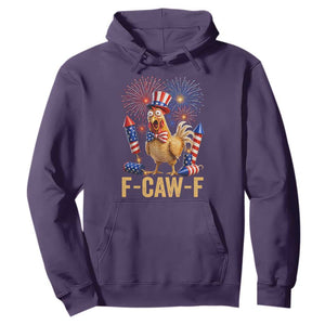 F Caw F 4th of July Hoodie Funny Rooster Meme American Flag Fireworks