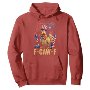 F Caw F 4th of July Hoodie Funny Rooster Meme American Flag Fireworks