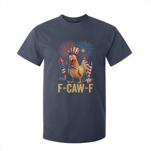 F Caw F 4th of July T Shirt For Kid Funny Rooster Meme American Flag Fireworks
