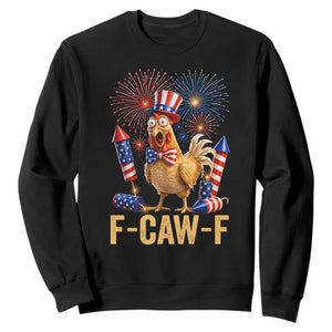F Caw F 4th of July Sweatshirt Funny Rooster Meme American Flag Fireworks