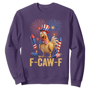 F Caw F 4th of July Sweatshirt Funny Rooster Meme American Flag Fireworks