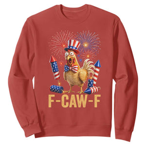 F Caw F 4th of July Sweatshirt Funny Rooster Meme American Flag Fireworks