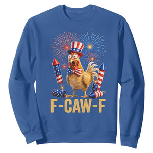 F Caw F 4th of July Sweatshirt Funny Rooster Meme American Flag Fireworks