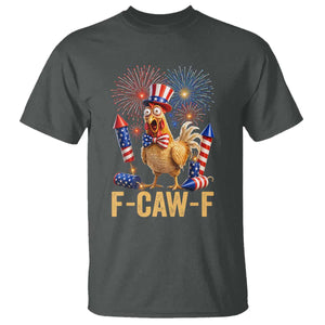 F Caw F 4th of July T Shirt Funny Rooster Meme American Flag Fireworks
