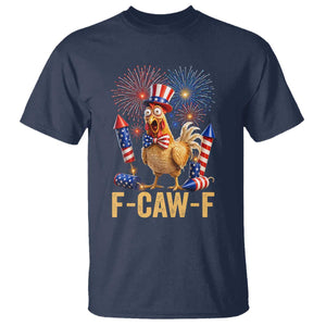 F Caw F 4th of July T Shirt Funny Rooster Meme American Flag Fireworks