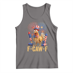 F Caw F 4th of July Tank Top Funny Rooster Meme American Flag Fireworks