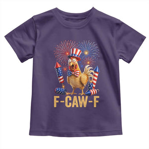 F Caw F 4th of July Toddler T Shirt Funny Rooster Meme American Flag Fireworks