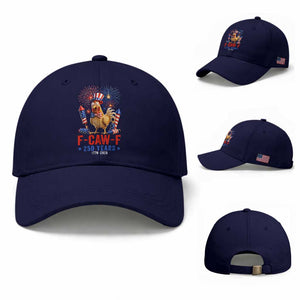 F Caw F 250 Years 1776 2026 Baseball Cap Funny Patriotic Rooster Meme Fireworks