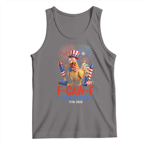F Caw F 250 Years 1776 2026 Tank Top Funny Patriotic Rooster Meme Fireworks