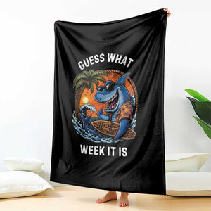 Funny Shark Guess What Week It Is Throw Blanket Shark Awareness Summer Vacation