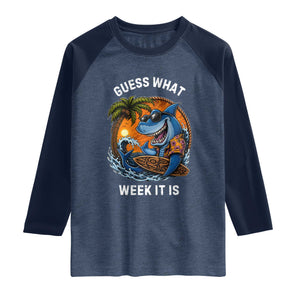 Funny Shark Guess What Week It Is Raglan Shirt Shark Awareness Summer Vacation