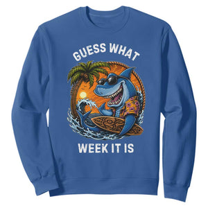 Funny Shark Guess What Week It Is Sweatshirt Shark Awareness Summer Vacation