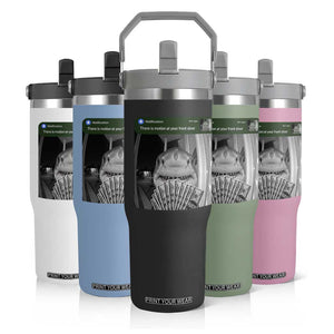 There is Motion at Your Front Door Funny Shark Motion Meme Flip Straw Tumbler