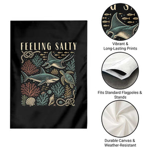 Feeling Salty Shark Lover Vintage Ocean Life Garden Flag