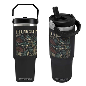 Feeling Salty Shark Lover Vintage Ocean Life Flip Straw Tumbler
