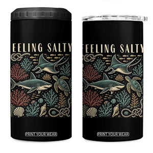 Feeling Salty Shark Lover Vintage Ocean Life 4 in 1 Can Cooler Tumbler