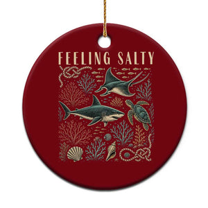 Feeling Salty Shark Lover Vintage Ocean Life Ceramic Ornament