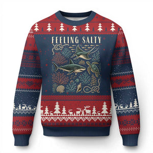 Feeling Salty Shark Lover Vintage Ocean Life Ugly Christmas Sweater
