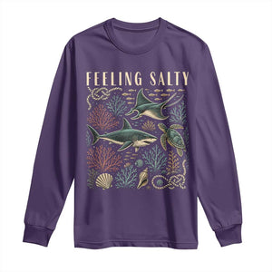 Feeling Salty Shark Lover Vintage Ocean Life Long Sleeve Shirt