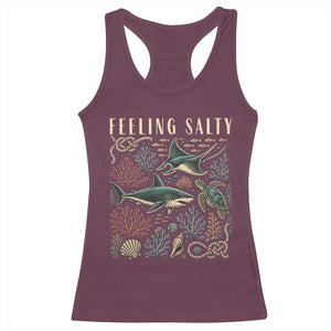 Feeling Salty Shark Lover Vintage Ocean Life Racerback Tank Top