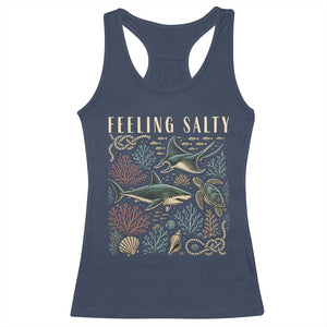 Feeling Salty Shark Lover Vintage Ocean Life Racerback Tank Top