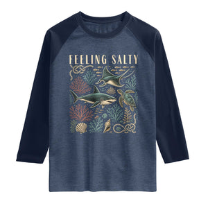 Feeling Salty Shark Lover Vintage Ocean Life Raglan Shirt