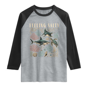 Feeling Salty Shark Lover Vintage Ocean Life Raglan Shirt