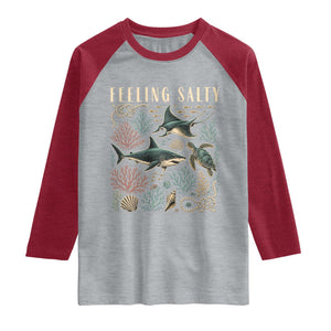 Feeling Salty Shark Lover Vintage Ocean Life Raglan Shirt