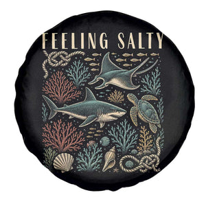 Feeling Salty Shark Lover Vintage Ocean Life Spare Tire Cover