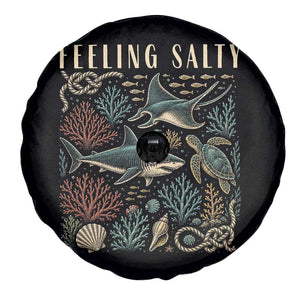 Feeling Salty Shark Lover Vintage Ocean Life Spare Tire Cover