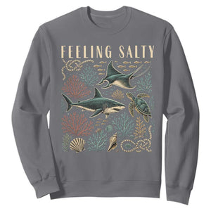 Feeling Salty Shark Lover Vintage Ocean Life Sweatshirt
